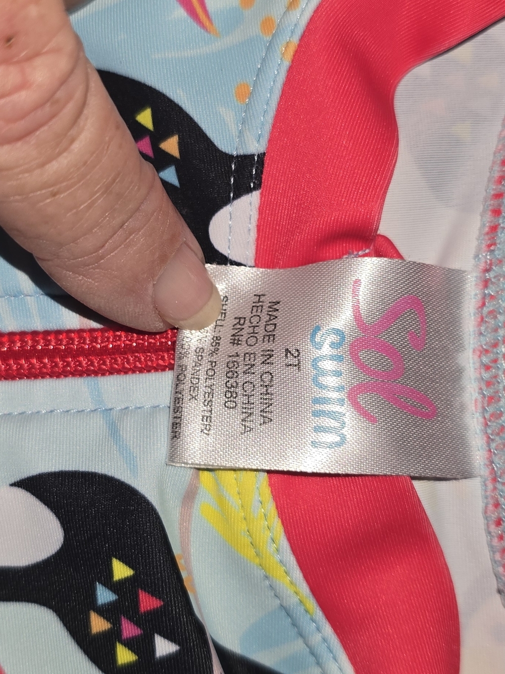 Toddler Girls Light Blue Penguin Print One-Piece Swimsuit - 2T